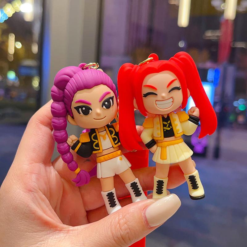 New KPOP Demon Hunters Keychain Tiger Character PVC Figure Keychain Cute Harajuku Style Key Ring for Kids and Fans ChristmasBeautiful Gift