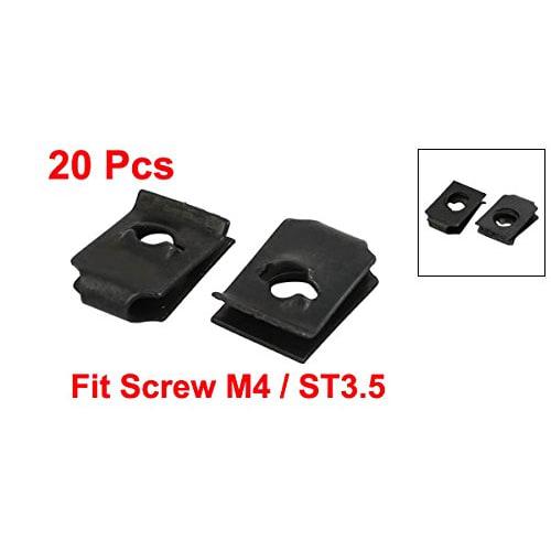 uxcell U-Nuts, U-Clips, Speed ??Fasteners, Spring Steel, Black, for M4/ST3.5 Threaded Bolts, Pack of 20