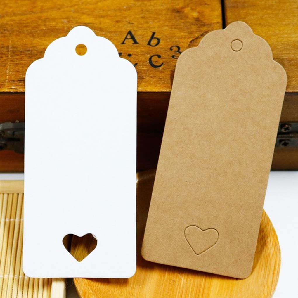 100pcs Paper Gift Tags Hollow Heart Vintage Craft with Jute String Wedding Favor