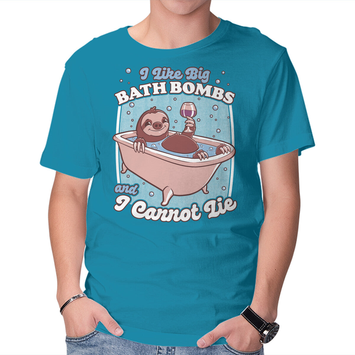 Unisex Crew Neck T-Shirt Relax Sloth Bubble Bathtub Graphic Short Sleeve Casual Tee XL