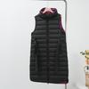 Plastic Down Jacket Vest Women's Long Over-the-knee Fashion Versatile Sleeveless Hooded Vest Waist Down Vest Jacket