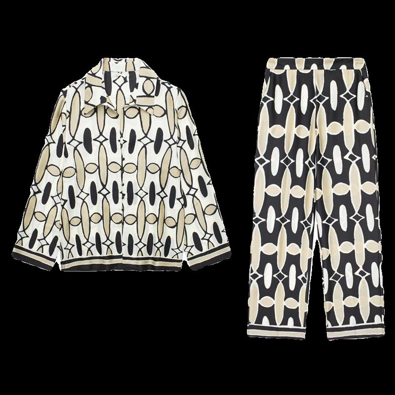 Fashion Style 2024 Spring New Women's Clothing Geometric Pattern Print Shirt High Waist Pants 2735146 330