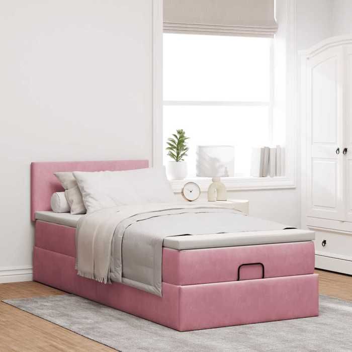 Maison Exclusive - Osmanisches Bettgestell mit rosa Matratze 80x200 cm Samt