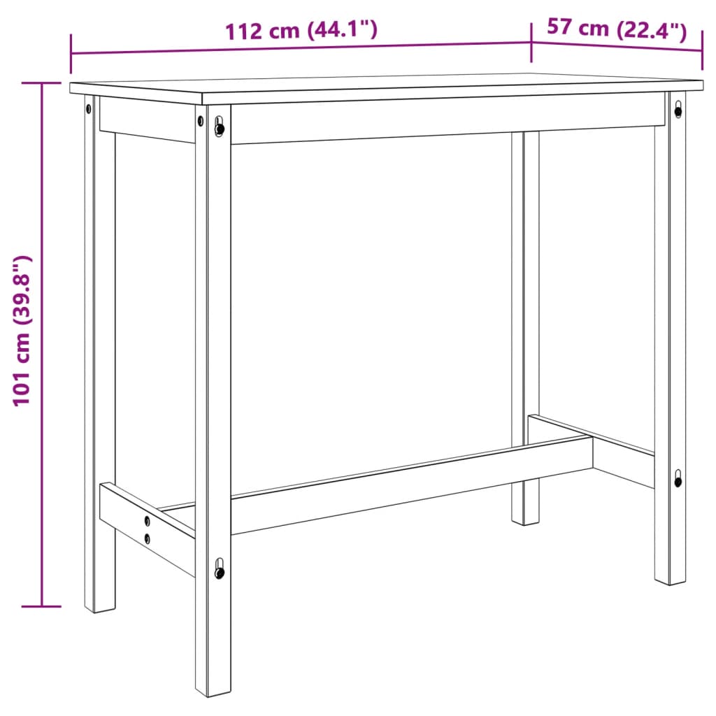5 Piece Bar Set Solid Pine Wood