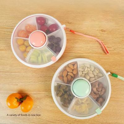 Rotating Snack Container Portable Spinner Candy Box Snack Storage Box Plastic Fruit Tray Table Melon Seed Plate Organizer