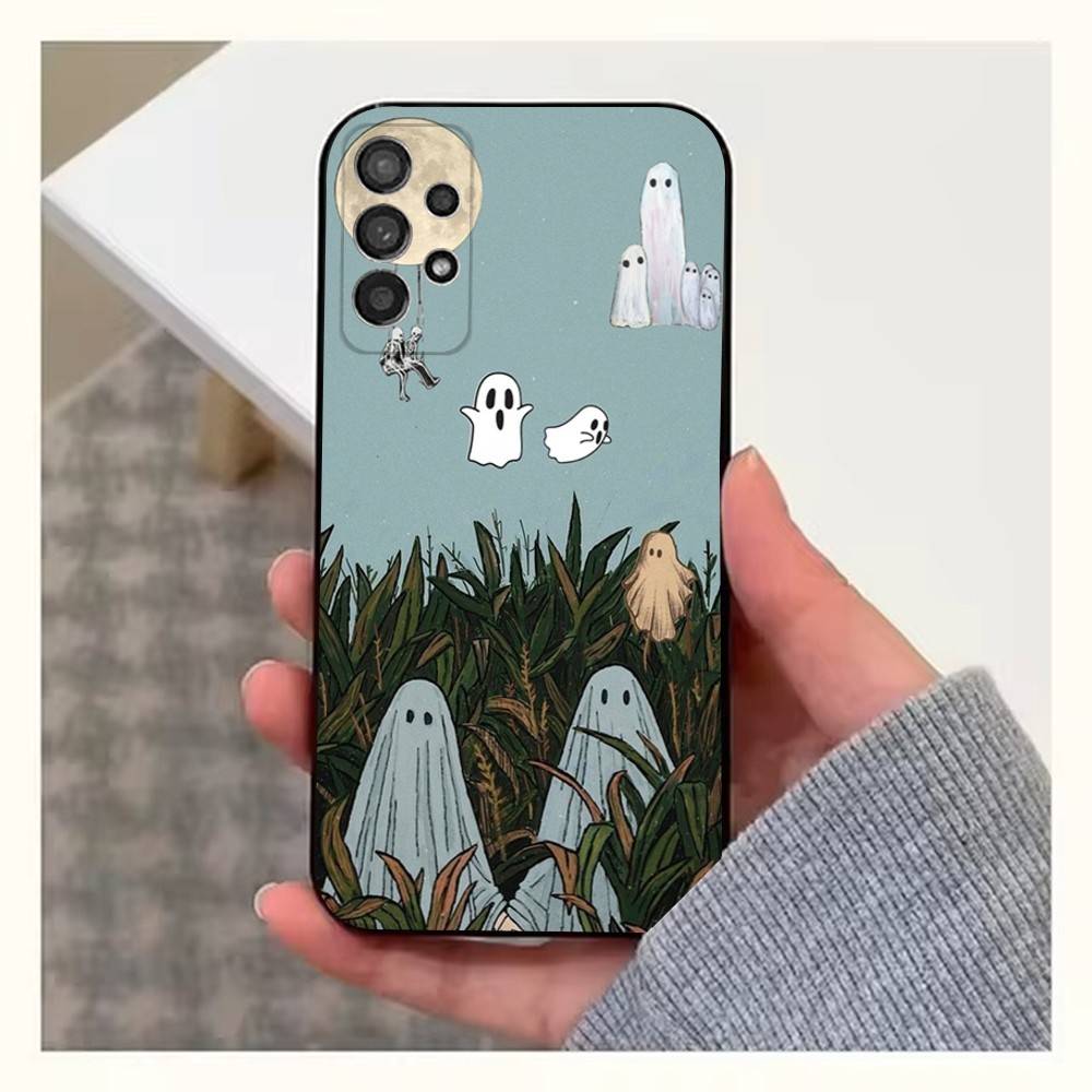 Lovely Ghost Case For Samsung S21,S9,S22,S25,S20,S10,Plus,Ultra,S24,S23,FE,Lite,Soft Silicone Black