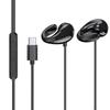 [Comfortable Ear Cuff Earphones] Type-C Wired Earphones with Ear Hook and Mic, Black, Gaming Earphones, AnswerEnd Calls, Volume Control, Lightweight,