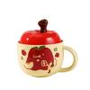 High Looking Cute Apple Ceramic Cup for Girls Souvenir Coffee Cup Water Cup Personalized Creative Mug with Lid