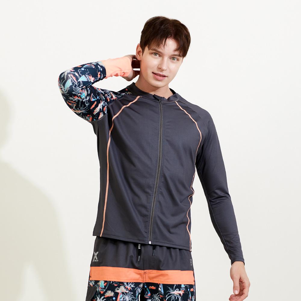Beijigelleu Men'S Zip-Up Rash Guard Beach Shorts Set Bem-W910G