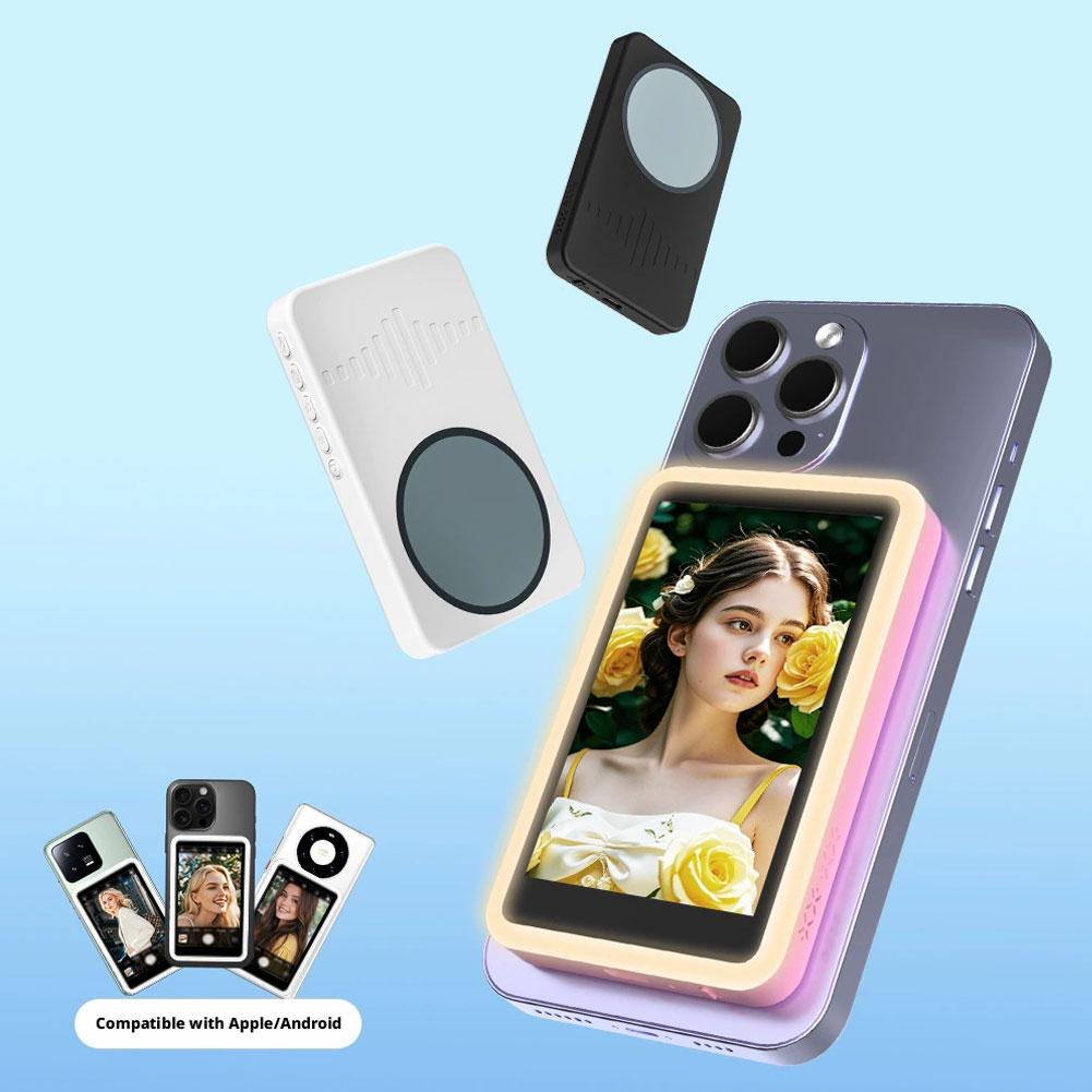 Tri Color Adjustable Wireless Rear Projector Selfie Monitor Screen Vlog Screen Magnetic Phone Rear Camera For Selfie Live Stream