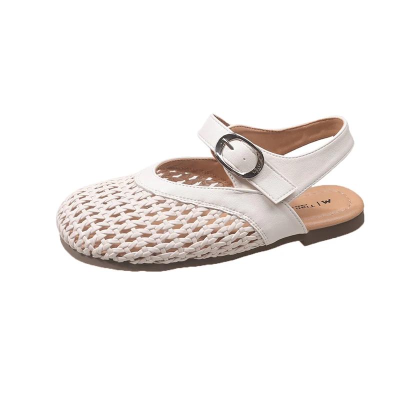 Fashion Weave Hollow Women's Sandals Flats Casual Sport Shoes 2025 Summer Sneaker Woman Trend Dress Beach Shoes Walking Flip Flops Mujer