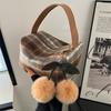 Korean Woolen Plaid Large Capacity Cosmetics Bag Women'S Portable High-Grade All-In-One Travel Portable Toiletry Bag