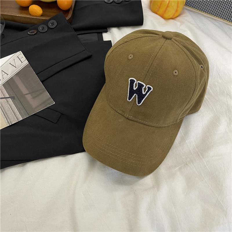 Letter baseball cap women's wide brim big head circumference black cap fashion couple retro face hat