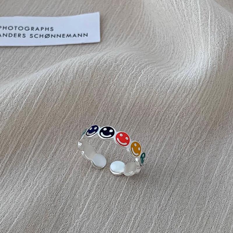 

Смайлик Корейское Радужное Лицо Регулируемое Кольцо Элегантный Медный Модный Дизайн Для Женщин
