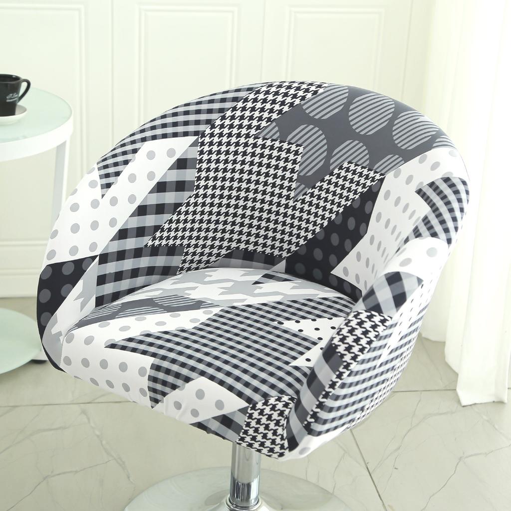 Dustproof Curved Chair Cover Short Back Printed Arc Armchair Slipcovers Dining Chairs Covers Elastic Natal Pokrowiec Na Krzeslo