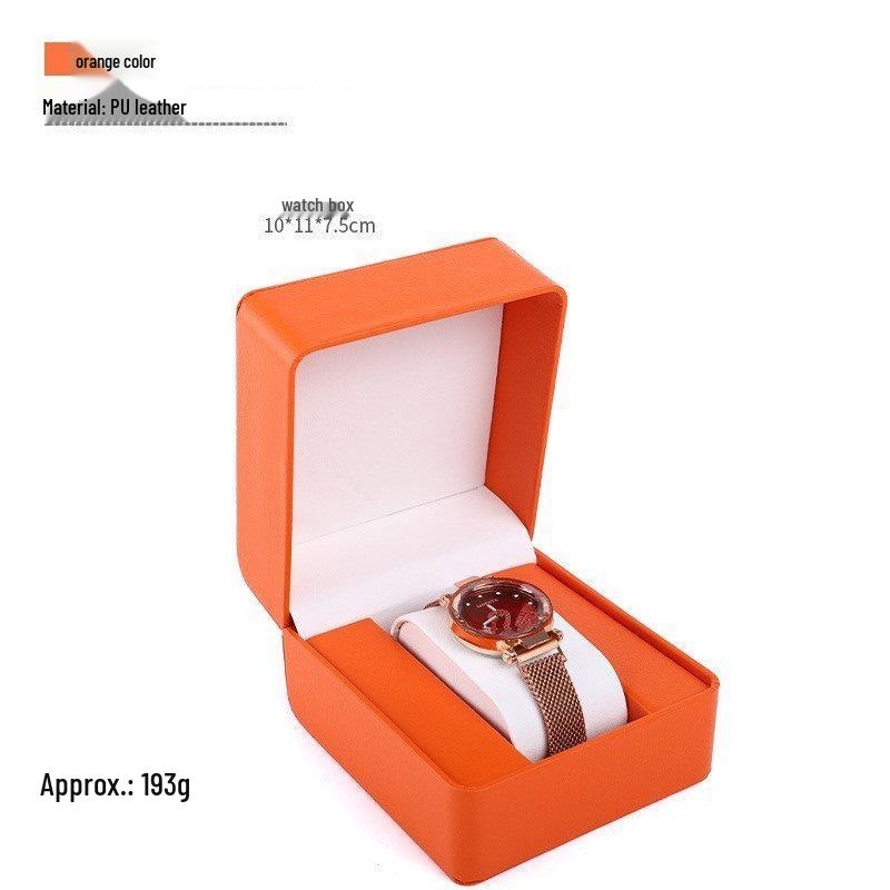 Frosted PU Flip-Top Watch and Jewelry Storage Box