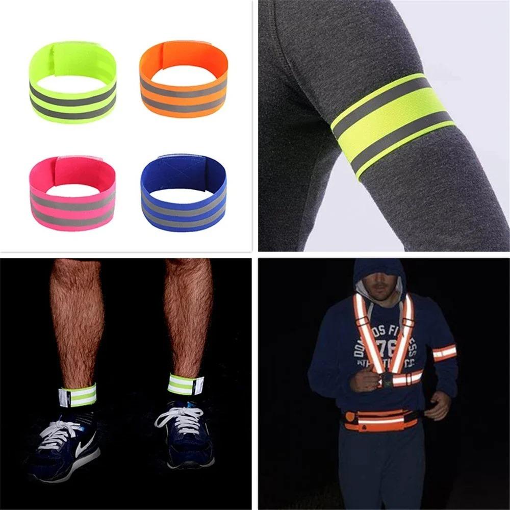 8PCS Safety Warning Reflective Bands Adjustable Reflector Tape Convenient Elastic Armband  Cycling