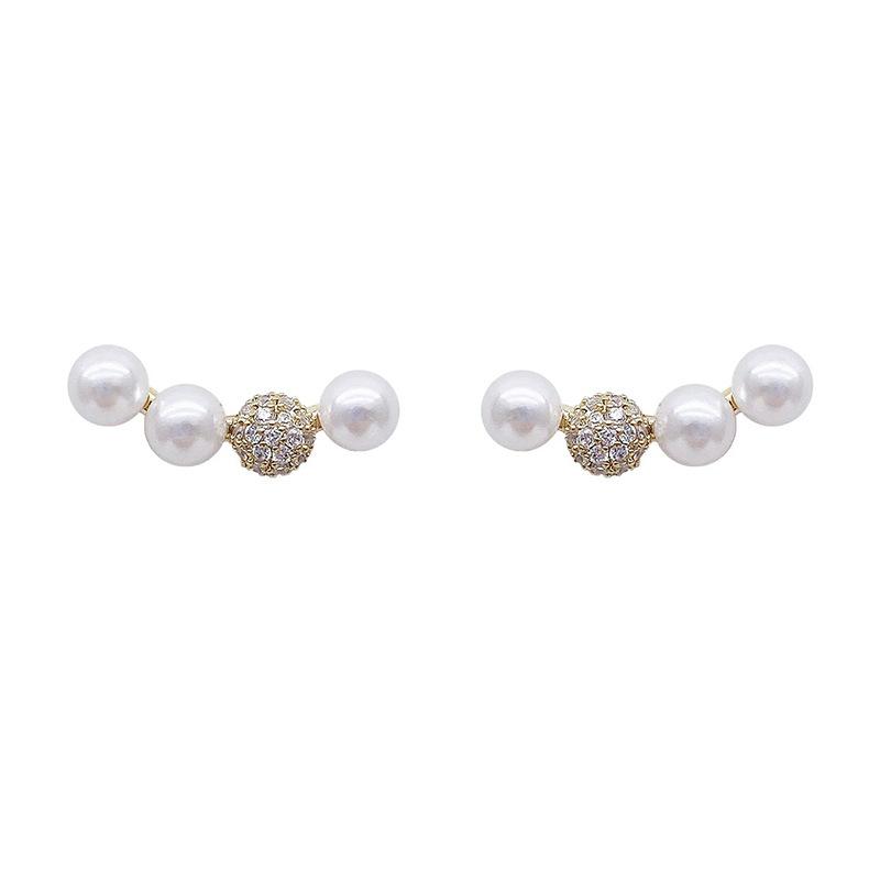 Smile one word simple, raise ear holes, pearl stud earrings, women's niche design, ear clips, light luxury, high-end mosquito coil disc