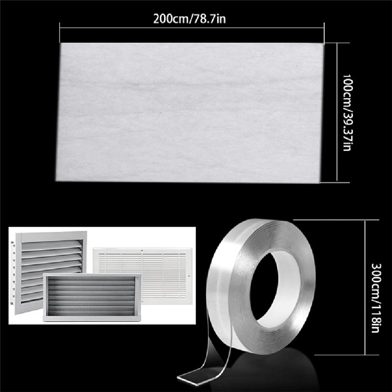 ABNO-Air Vent Filter,Cut To Size Air Filter Material , Electrostatic Triple Vent Filters For Floor, Ceiling, HVAC & RV Vents