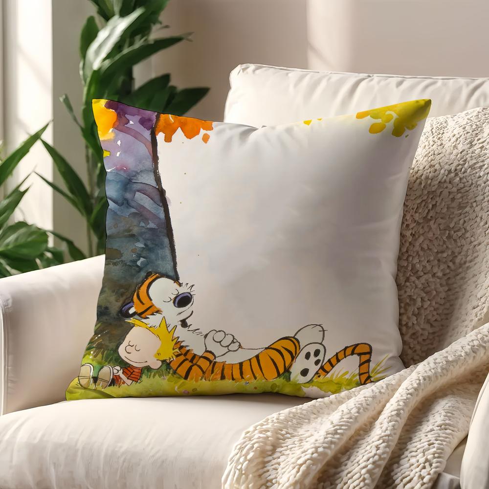 Cartoon Calvin and HHobbes cushion cover For Pillow Printing Sofa Decoration Home Car Room Coffee Shop Office Nordic Simplicity