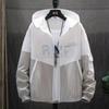 Herren Sommer Hautmäntel Herren Ultraleicht UV Sonnenschutz Große Größe Kapuzen Windbreaker Jacke Herren Gestreifte Freizeit Oberbekleidung