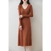 Vestido de cashmere feminino Qinghe cashmere 30% cashmere 70% lã outono e inverno saia de cashmere macia e quente