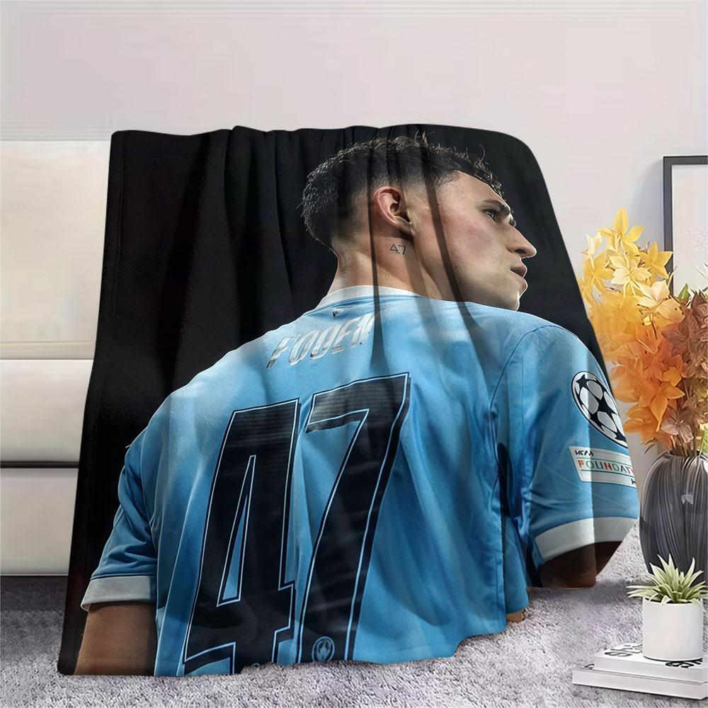Phil Foden Printed Flannel Blanket, Soft Throw for Bedroom Sofa, Washable, Fan Merchandise, Great Gift.