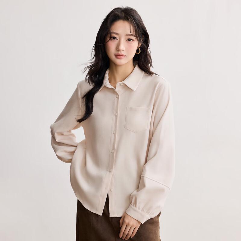 INMAN Women's Brushed Retro Long Sleeve Lapel Shirt
