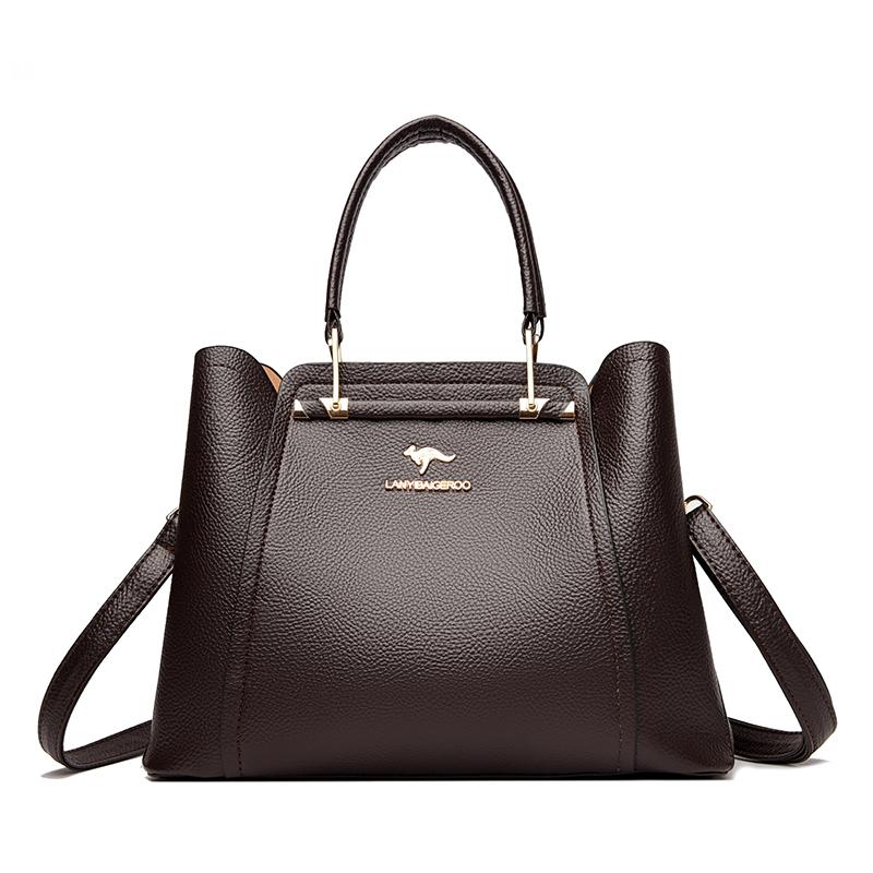 Luksus håndvesker i mykt skinn Damevesker Designer 3-lags skulder-crossbody-pose Dame Stor kapasitet Shopping Messenger Tote