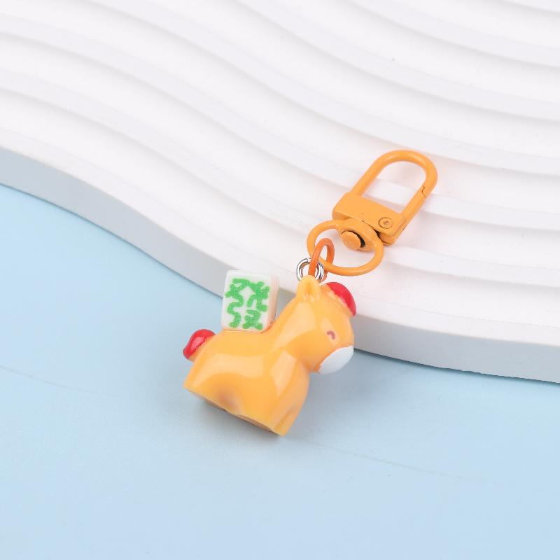 2026 Chinese Year Mascot Horse Resin Keychain Decor Cartoon Cute Year Of The Horse Keyring Bag Pendant Gifts Accessory