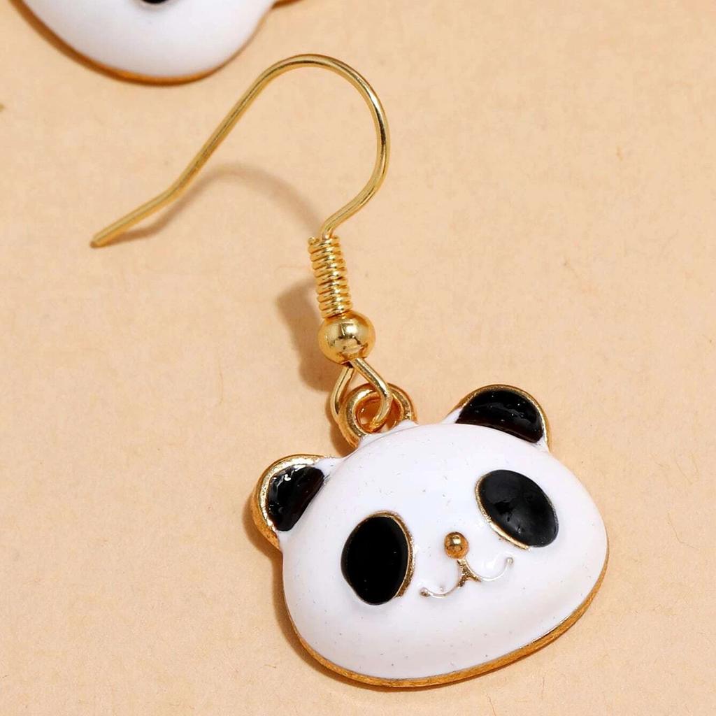 Hot-selling simple jewelry, cute design, panda pendant, earrings, neck chain, dripping oil, sweet necklace set.