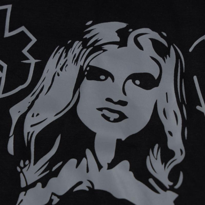 Kurzärmliges Slim Fit-Oberteil mit Y2K-Gesichtsdruckmuster und Rundhalsausschnitt