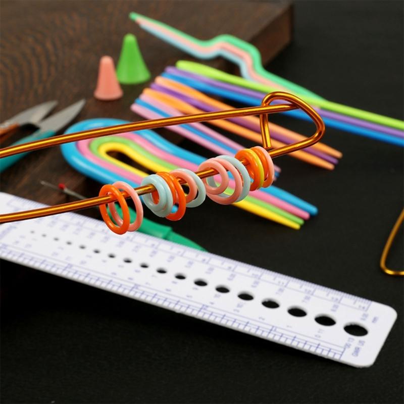 Colorful Knitting Crochet Hook Needle Clips Weaving Tools Kits with Storage Bag for Knit Scarf Sweater Sock DIY Knitting