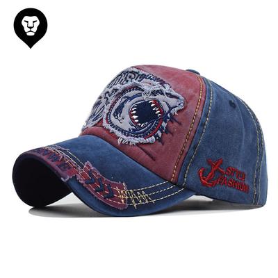European and American Shark Embroidery Baseball Cap Pure Cotton 3D Large Letter Three-dimensional Embroidery Hat Sun Hat Cap