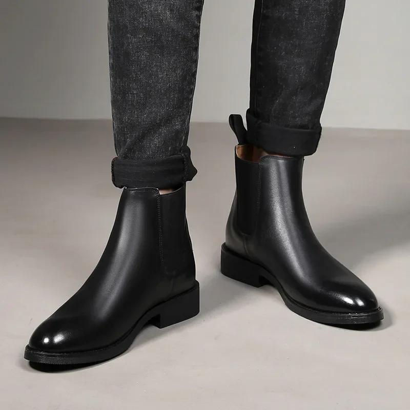 Fashion Men's Chelsea Boots Fashion High-top Casual Leather Boot Luxury Business Dress Boots for Men Boot Botas Botines Para Hombres