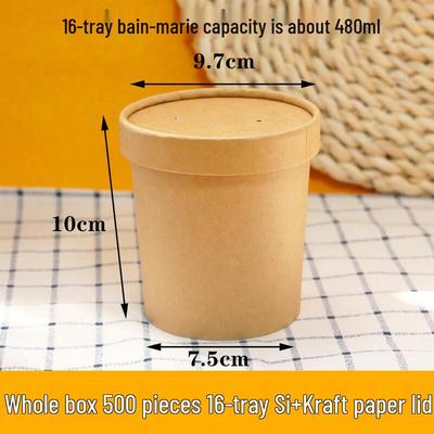16oz Disposable Kraft Paper Soup Container with Lid