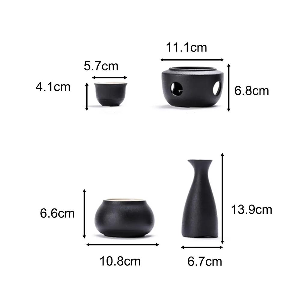 Ceramic Sake Set with Warmer, Traditional Sake Bottle, Warming Porcelain Bowl, Pottery, Drink for Gift, Tea Party