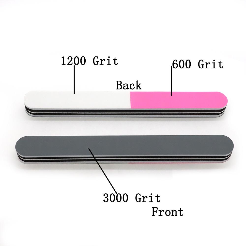 Three-Sided Washable Nail Polishing Strip - Pink, White, Gray - Nail Surface Sanding Sponge & Polisher Tool