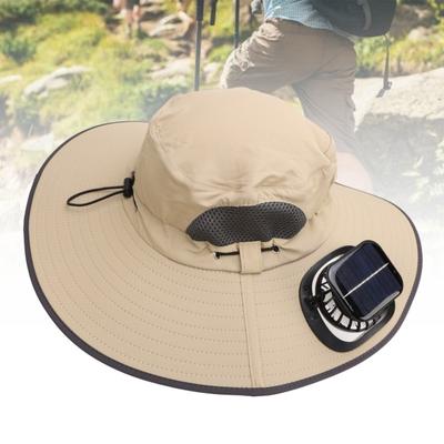Detachable Sun Fan Hat 3 Speeds Adjustable UPF50 Breathable Wide Brim Sun Bucket Hat With 2 Solar Fan For Men