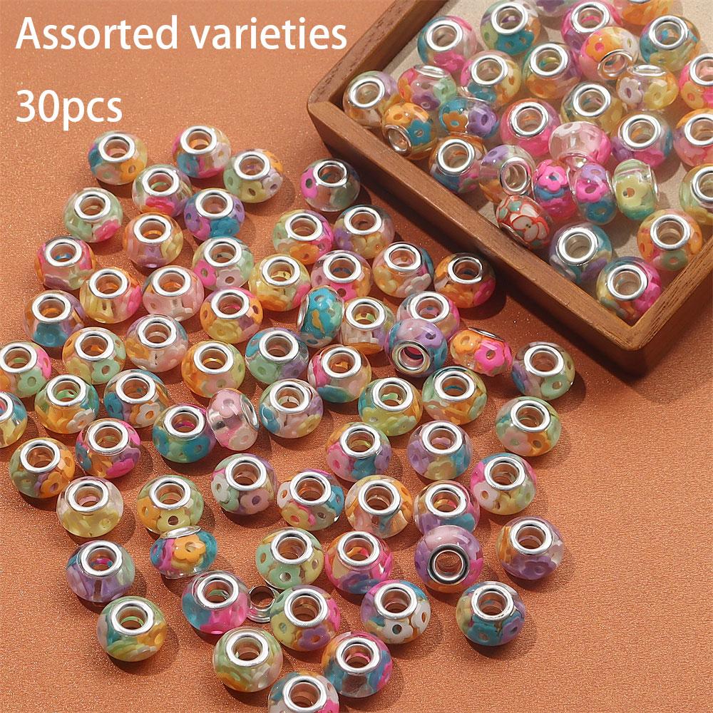 30/50/100pcs Resin Large Hole Bead Lighting, European Craftsmanship Bead Spacer Bead DIY Jewelry Bracelet Necklace Earring Jewelry Production