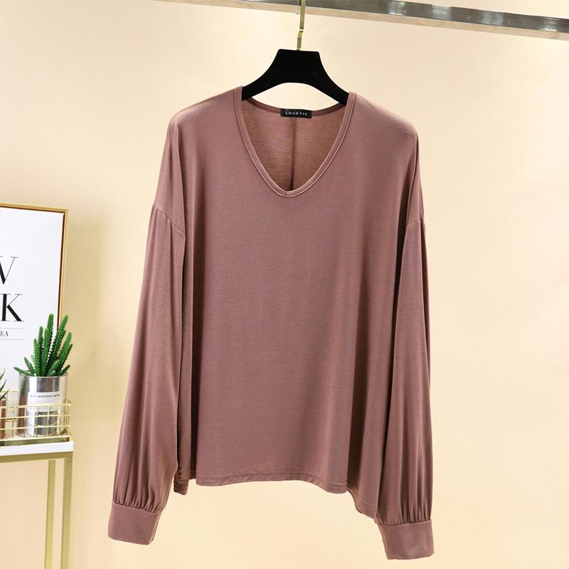 

Женская футболка с длинным рукавом и V-образным вырезом свободного кроя для защиты от солнца - Летний топ большого размера для верховой езды, в корейском стиле Medium