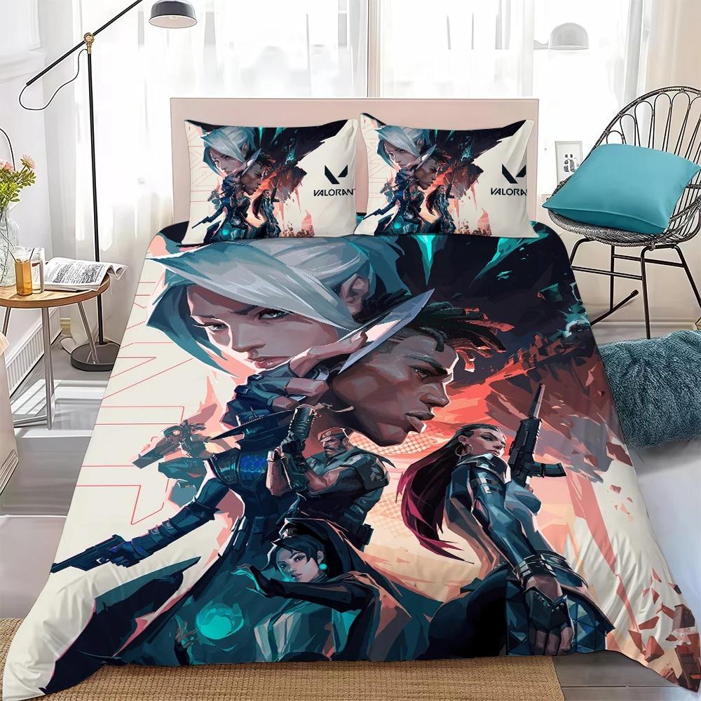 New V-Valorant Game Bedding Set 3D print Duvet Cover Pillowcase Single Twin Size Gift for Student Adult 2/3pcs set Home Decor