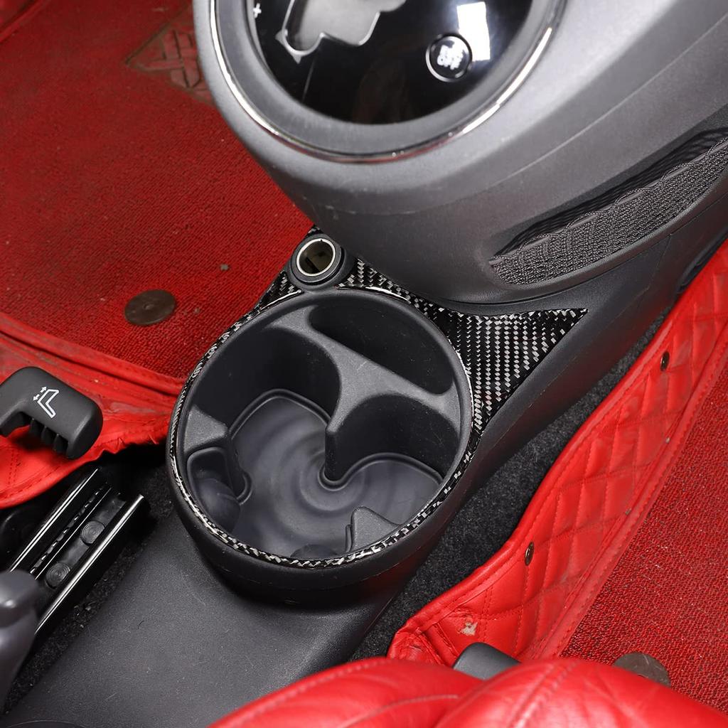 Sauicemy Carbon Fiber Cup Holder Cup Holder Drink Holder Protective Interior Car Decorative Trim Kit for Fiat 500 Fiber Look Cup Cover, Sticker,