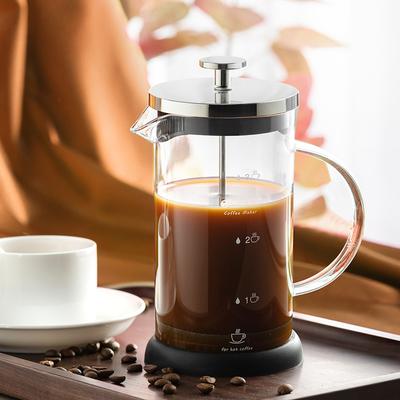 French Press Kaffekanna Rostfritt Stål Glas Kaffebryggare Multifunktionell Handpresskanna Kaffetillbehör