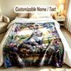 Easter Bunny Theme Soft Blanket Personalized Custom Name Text Print Warm Blanket Home Sofa Bedroom Decor