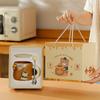 New Mug with Lid Spoon Cute Couple Ceramic Cup Souvenir Creative Office Coffee Water Cup