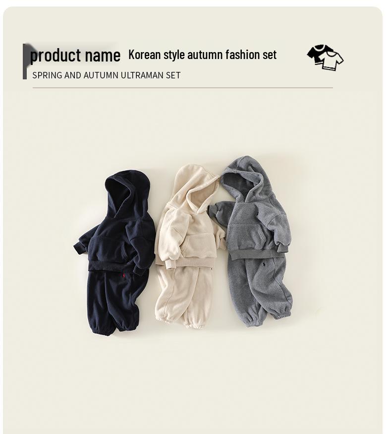 Jesień/Zima 2025 Dziecięcy Zestaw Polarowy w Stylu Koreańskim: Wygodna, przyjazna dla skóry bluza i spodnie dresowe dla dziewcząt i chłopców.