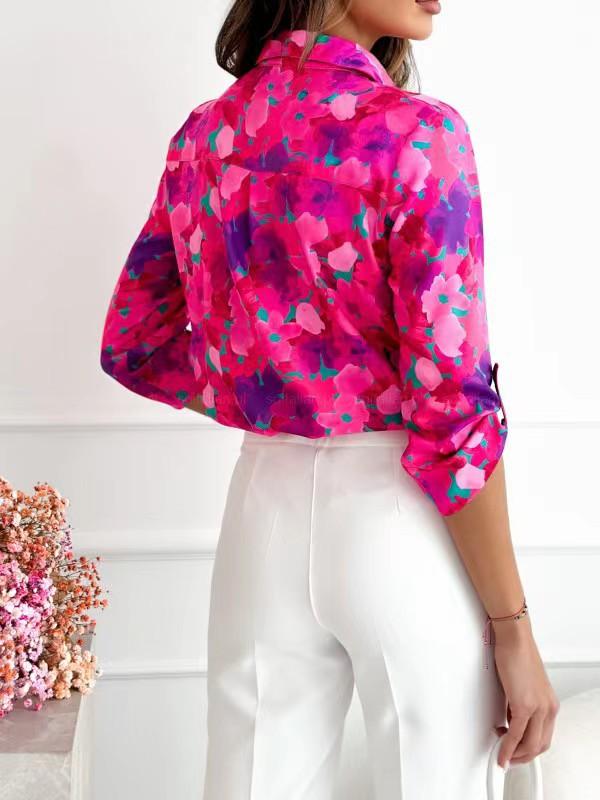 Женская рубашка с длинным рукавом с принтом тай-дай. Рубашки и блузки — фото 8