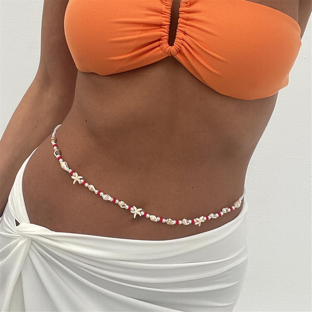 Summer Beach Body Chain Adjustable Colorful Beads Waist Chain Jewelry Stackable Belly Chain for Women Lady Girls
