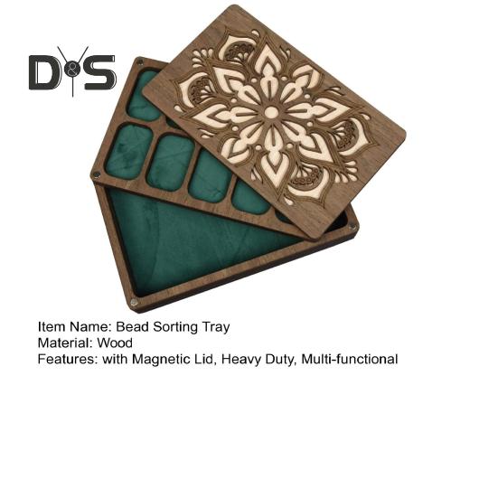 Tavă de sortare a mărgele cu capac magnetic Cutie de depozitare pentru mărgele rezistentă Accesorii din lemn pentru sortare Container organizator